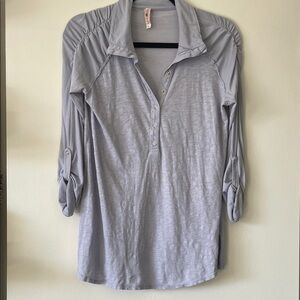 Pink Lotus|Women's Button-Up blouse|soft slate blue| Small| EUC